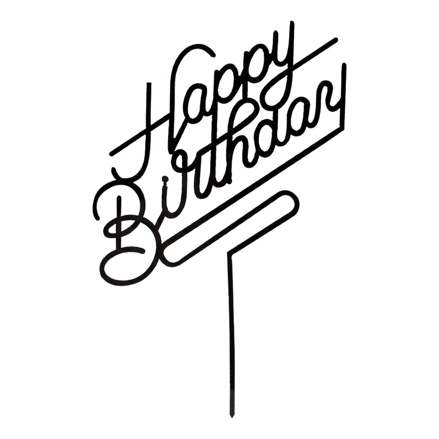 MPRVAKYF Happy Birthday Cake Topper - Black Acrylic Cake Decoration