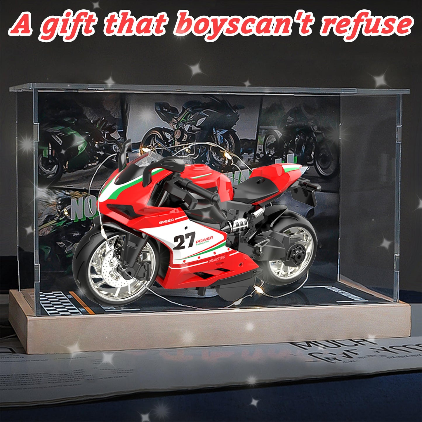 MQDMINI 4-Pack Pull-Back Motorcycle Toys – Lights, Sounds & Friction Drive for Kids 3-12
