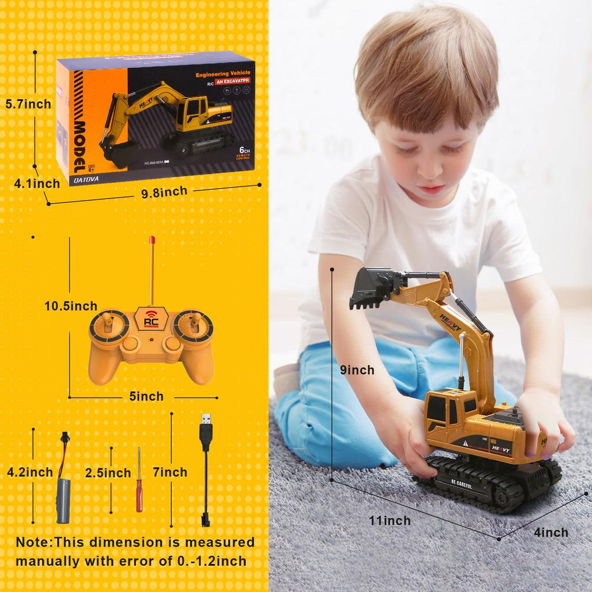 MQDMINI Construction Excavator RC Digger Truck for Kids | Educational Toy Gift