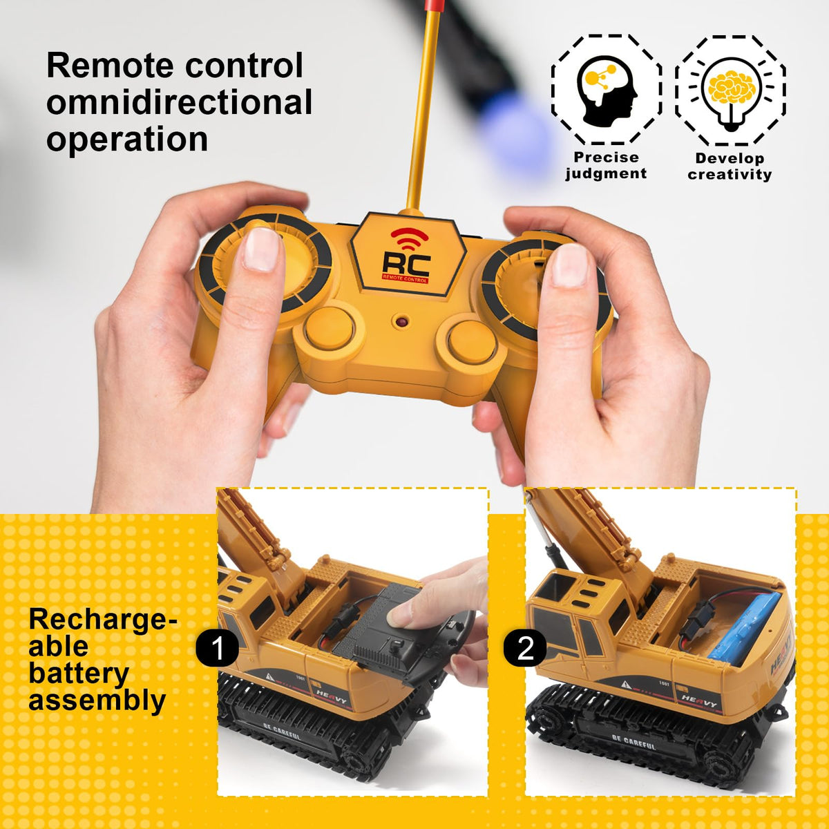 MQDMINI Construction Excavator RC Digger Truck for Kids | Educational Toy Gift