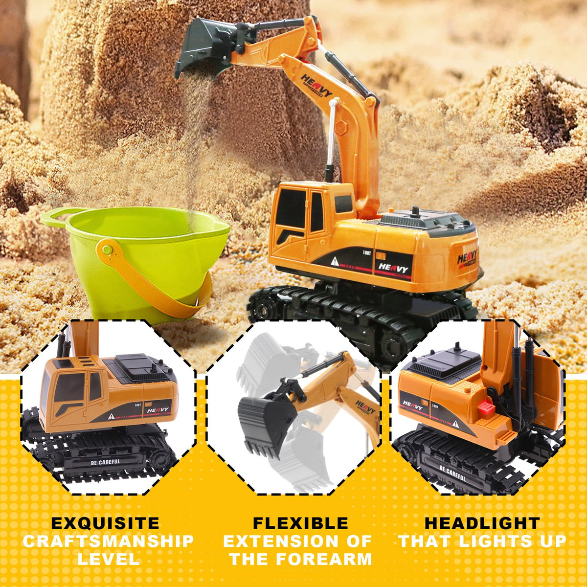 MQDMINI Construction Excavator RC Digger Truck for Kids | Educational Toy Gift