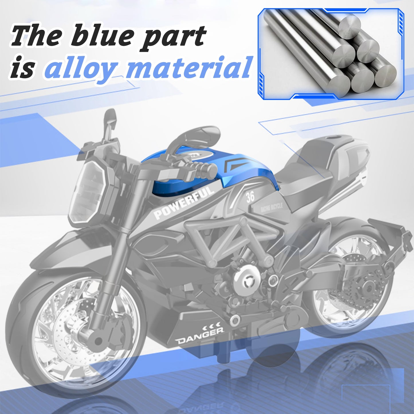MQDMINI 4-Pack Pull-Back Motorcycle Toys | Friction-Powered Cars with Lights & Sounds