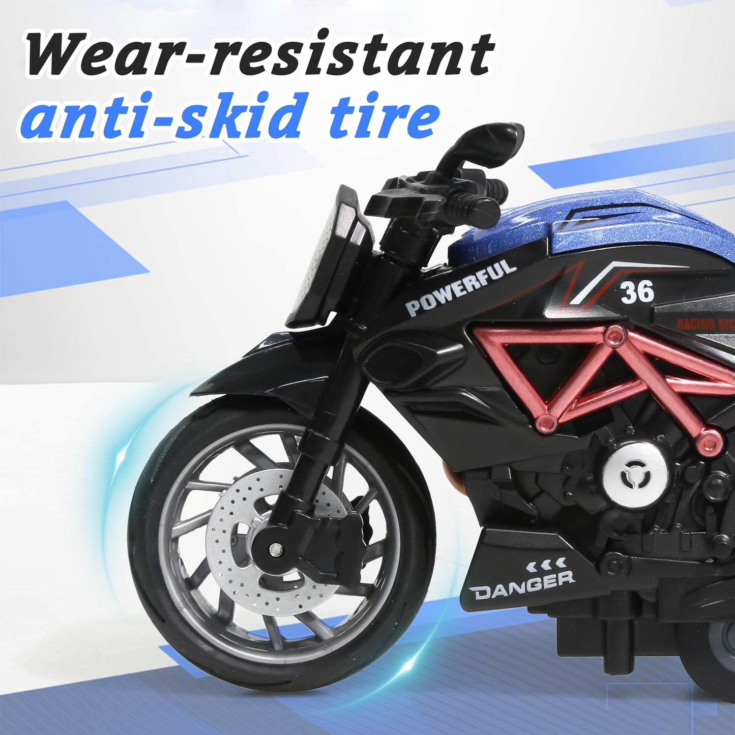 MQDMINI 4-Pack Pull-Back Motorcycle Toys | Friction-Powered Cars with Lights & Sounds