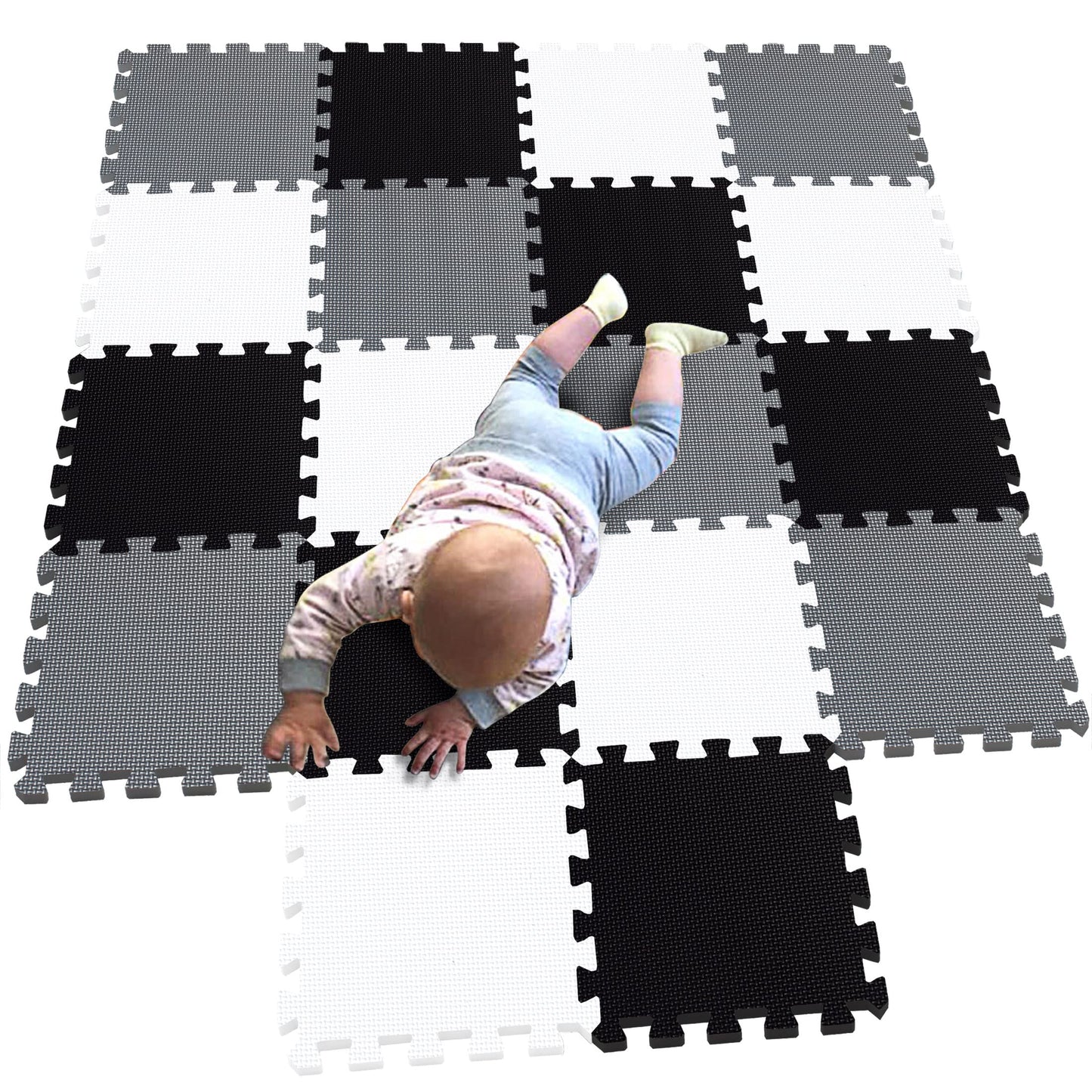 MQIAOHAM 18-Piece Puzzle Play Mats – Soft Interlocking Foam Floor Tiles