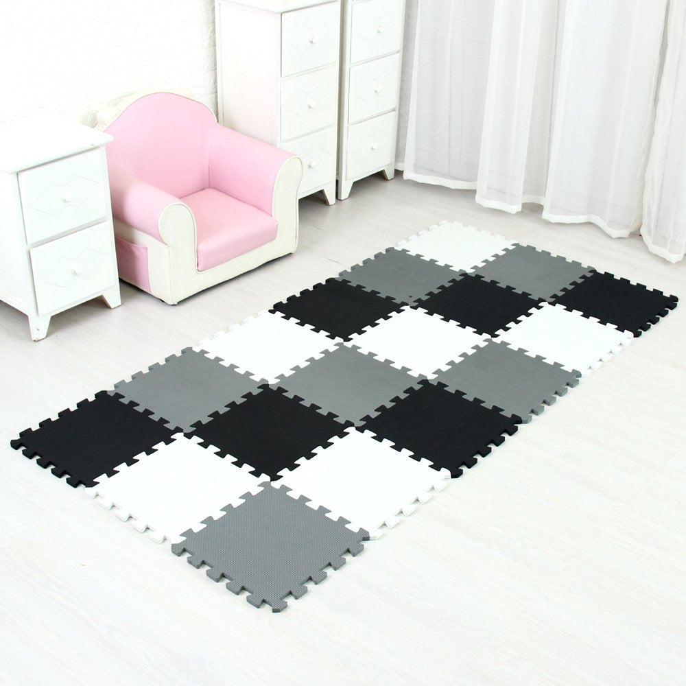 MQIAOHAM 18-Piece Puzzle Play Mats – Soft Interlocking Foam Floor Tiles