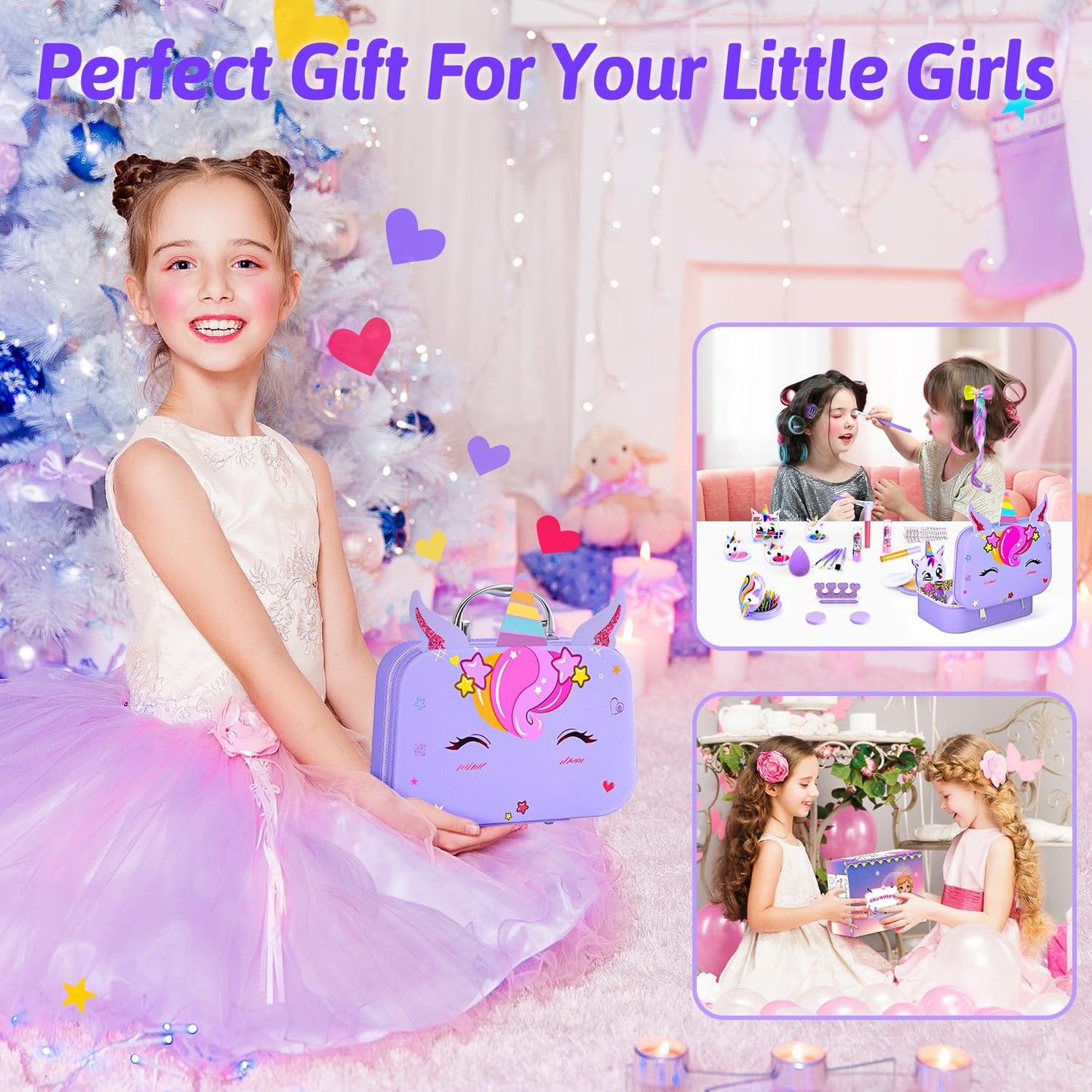 Mqsiuve Kids Makeup Kit for Girls — Non-Toxic, Washable, Portable (Ages 3–12)