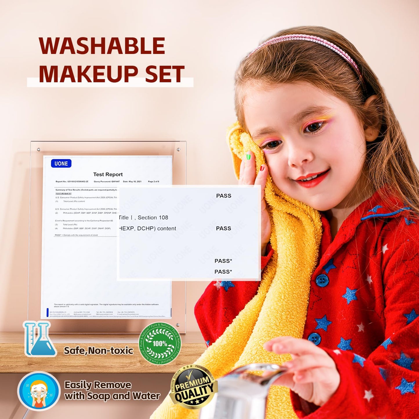 Mqsiuve Kids Makeup Sets – Real Washable Princess Toys with Mirror & Dressing Table Stand