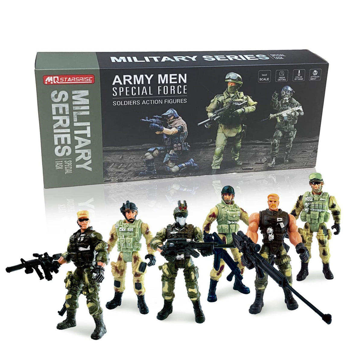 MQSTARSRISE Army Men Action Figures – Poseable 4-Inch Soldier Toys for Boys Aged 4-7