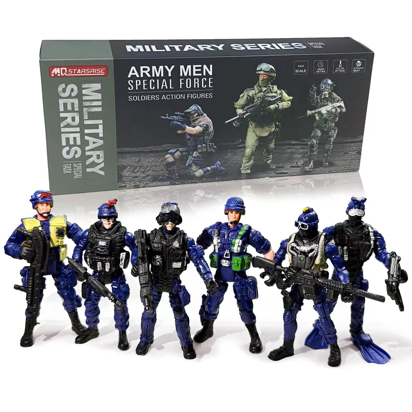 MQSTARSRISE Army Men Action Figures – 6-Piece Soldier Toy Set for Boys 4-7