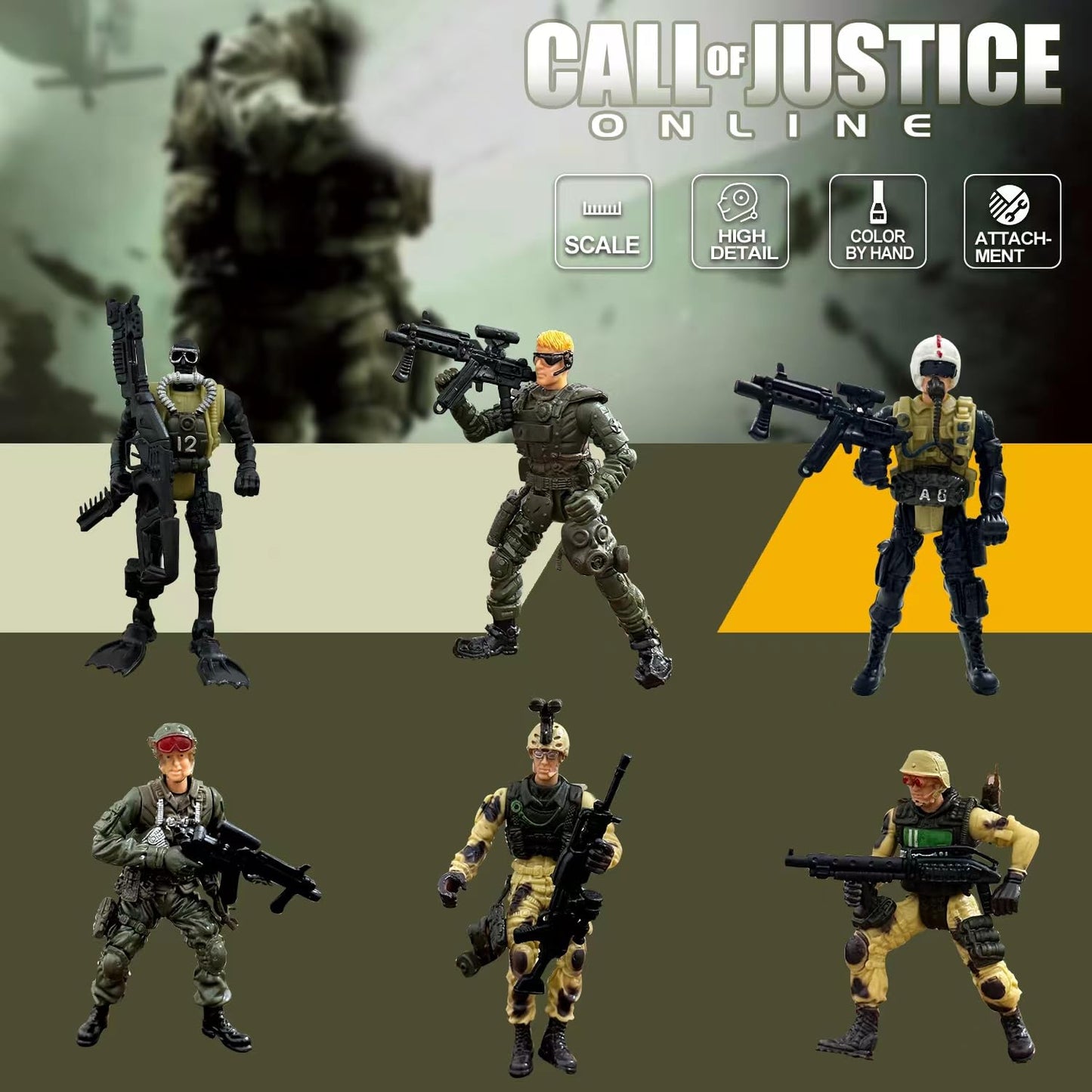 MQSTARSRISE Army Men Toy Set for Boys 4-7 — Detachable Figures & Weapons Playset