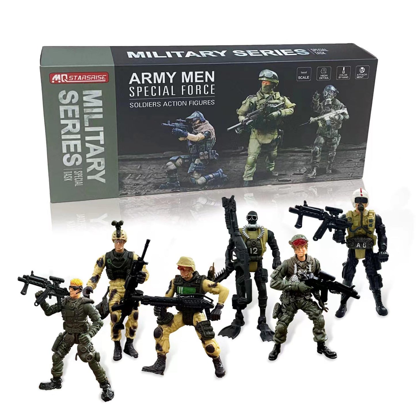 MQSTARSRISE Army Men Toy Set for Boys 4-7 — Detachable Figures & Weapons Playset