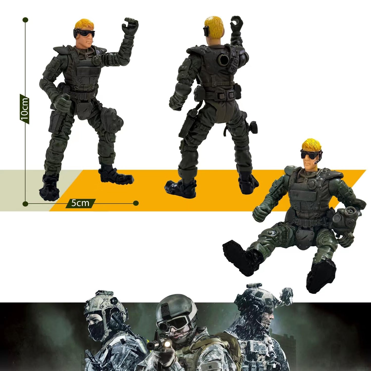 MQSTARSRISE Army Men Toy Set for Boys 4-7 — Detachable Figures & Weapons Playset