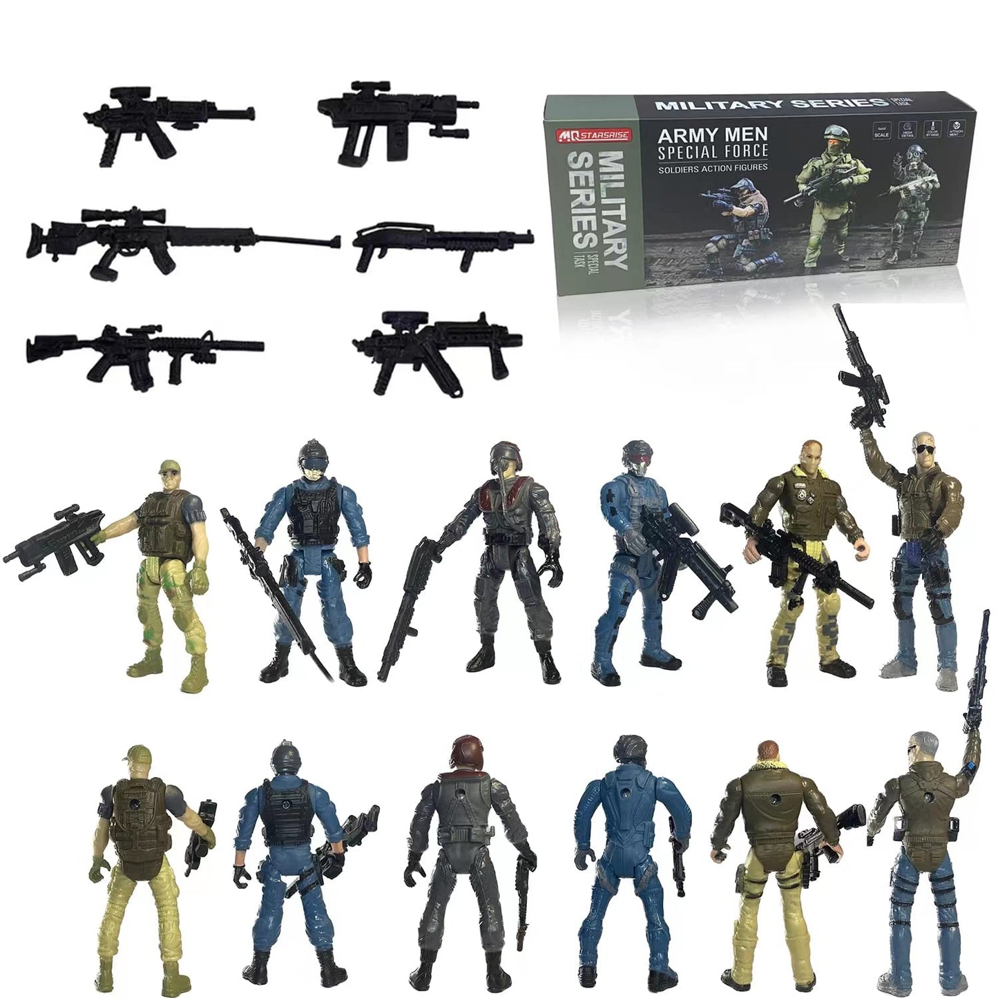 MQSTARSRISE Army Men Action Figures – 6-Pack Military Toy Set for Boys 4–7 with Weapons