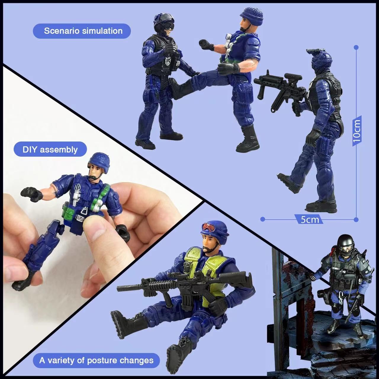 MQSTARSRISE Army Men Action Figures – 6-Piece Soldier Toy Set for Boys 4-7