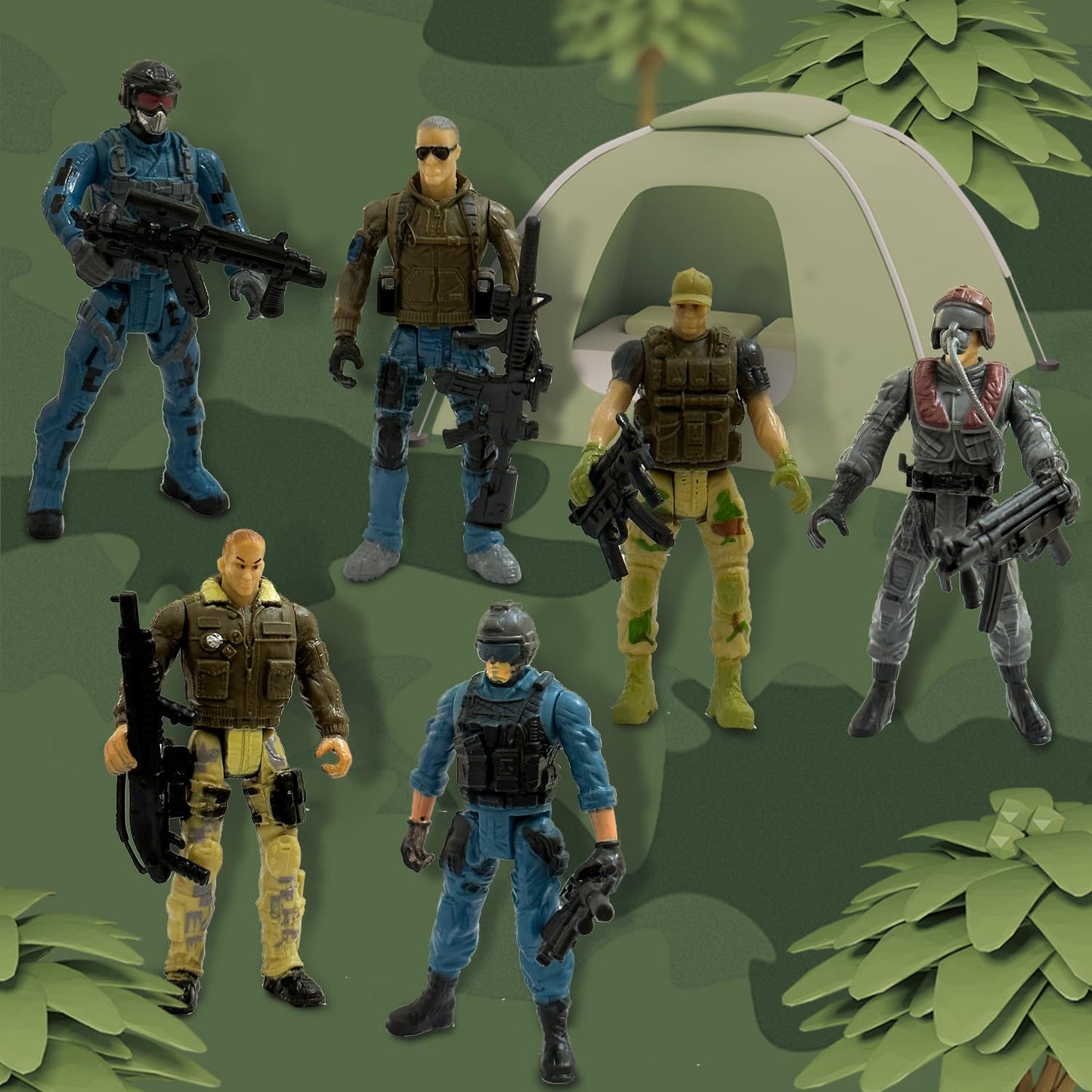 MQSTARSRISE Army Men Action Figures – 6-Pack Military Toy Set for Boys 4–7 with Weapons