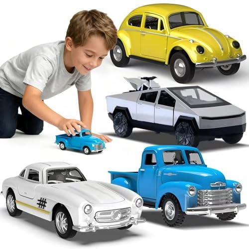 Mquduo Little Blue Truck Toys – 1:32 Alloy Diecast Pull-Back Cars for Kids 2–8