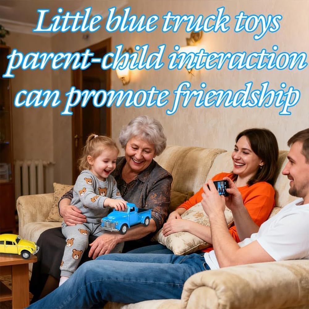 Mquduo Little Blue Truck Toys – 1:32 Alloy Diecast Pull-Back Cars for Kids 2–8