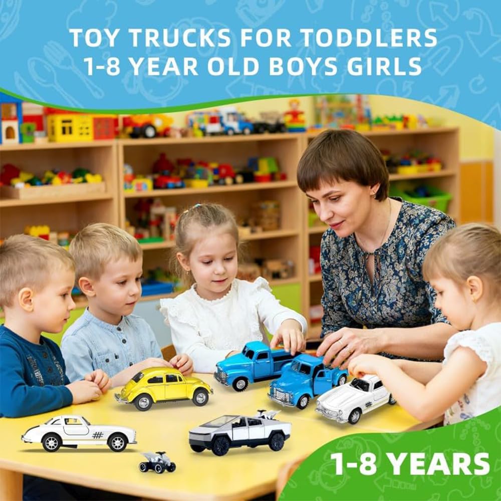 Mquduo Little Blue Truck Toys – 1:32 Alloy Diecast Pull-Back Cars for Kids 2–8
