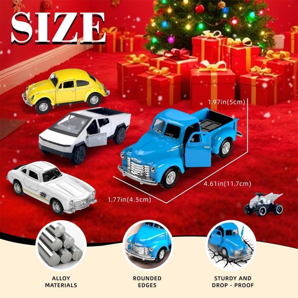 Mquduo Little Blue Truck Toys – 1:32 Alloy Diecast Pull-Back Cars for Kids 2–8