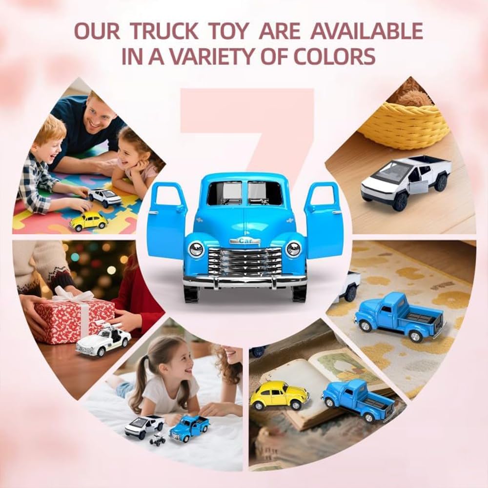 Mquduo Little Blue Truck Toys – 1:32 Alloy Diecast Pull-Back Cars for Kids 2–8