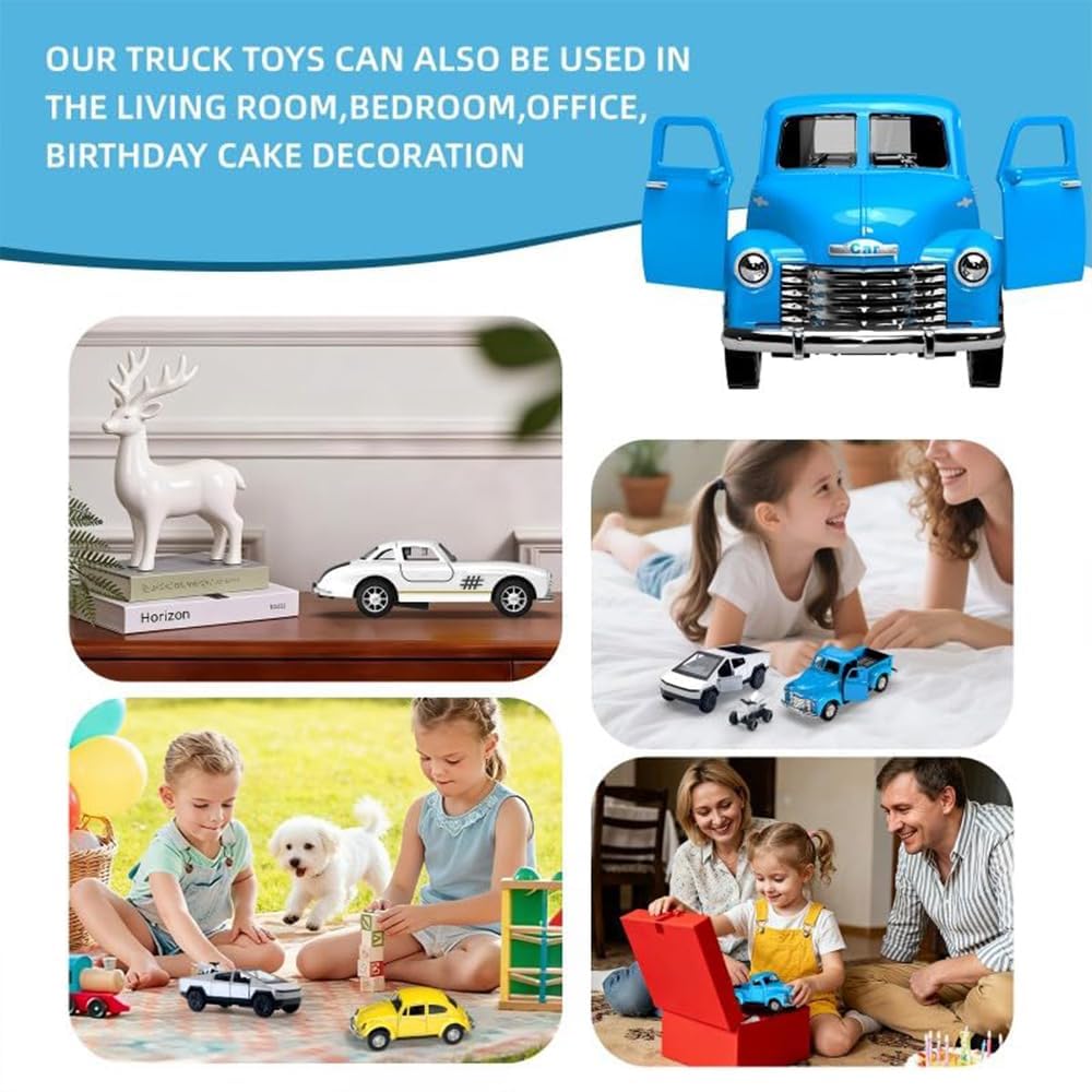 Mquduo Little Blue Truck Toys – 1:32 Alloy Diecast Pull-Back Cars for Kids 2–8
