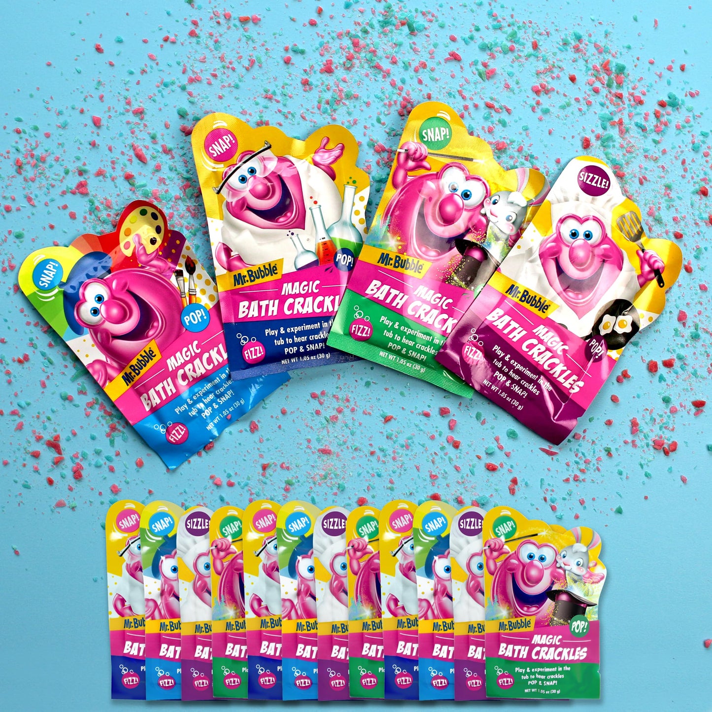 Mr. Bubble Magic Bath Crackles – Colorful Fizz & Pops, 12-Pack