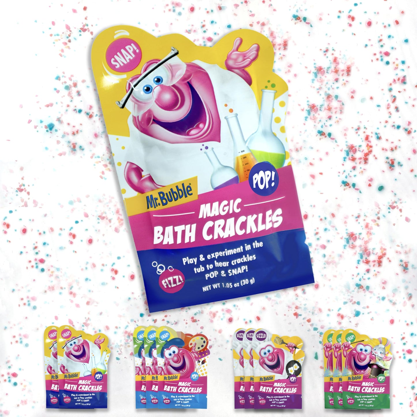 Mr. Bubble Magic Bath Crackles – Colorful Fizz & Pops, 12-Pack