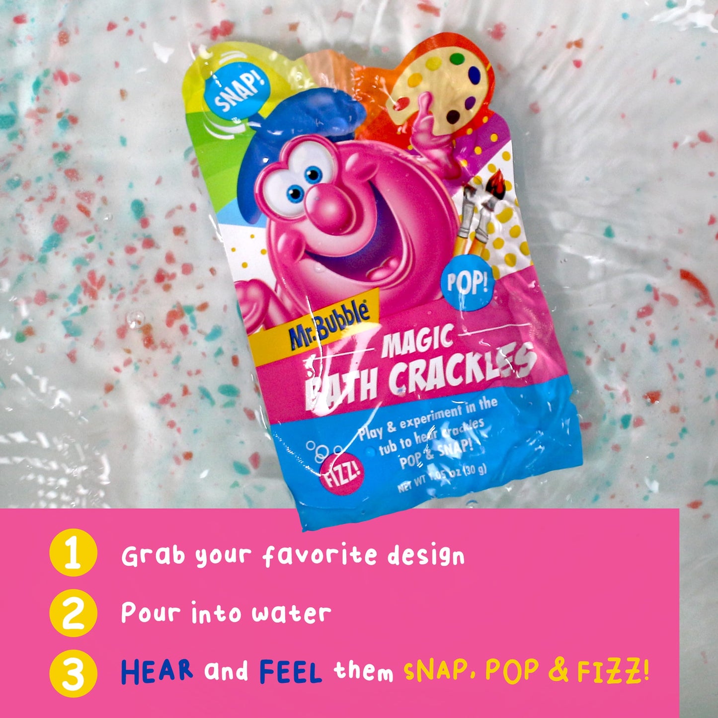Mr. Bubble Magic Bath Crackles – Colorful Fizz & Pops, 12-Pack
