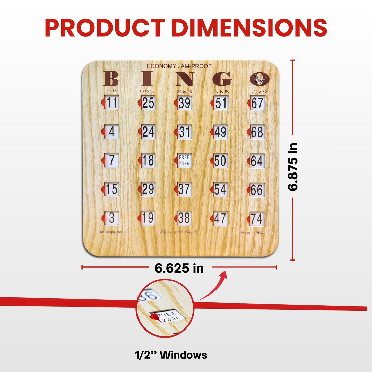 MR CHIPS Jam-Proof Fingertip Slide Bingo Cards – 10-Pack with Sliding Windows (Tan Style)