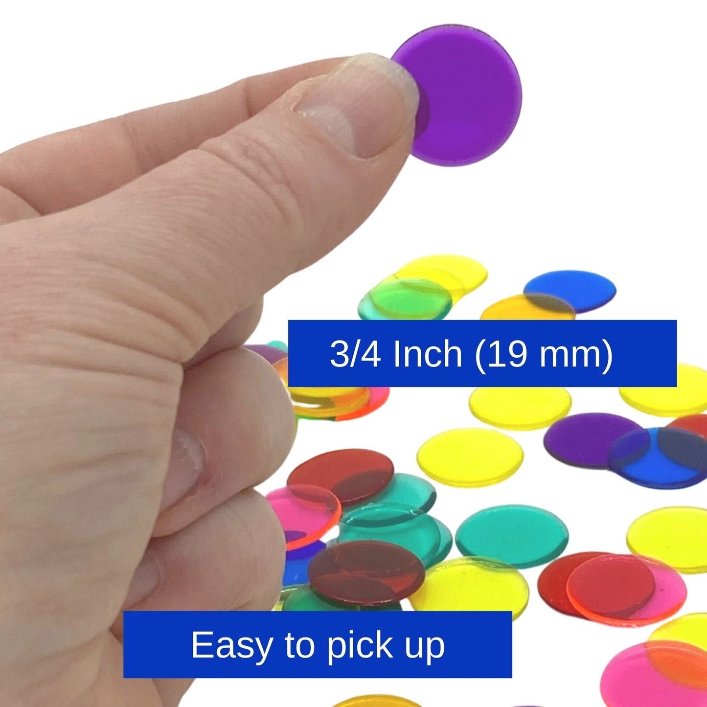 MR CHIPS Plastic Bingo Chips – 1000 Count, 3/4 Inch, Solid & Transparent Colors