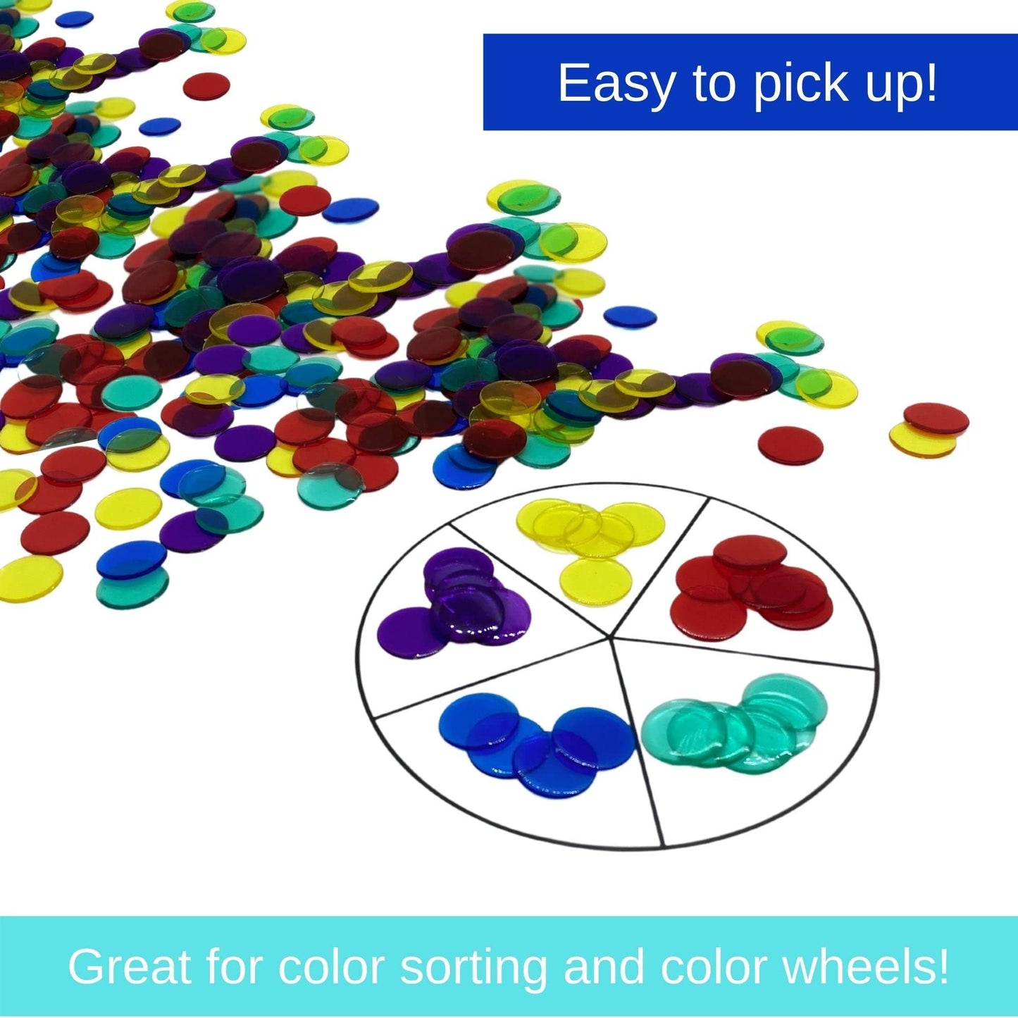 MR CHIPS Plastic Bingo Chips – 1000 Count, 3/4 Inch, Solid & Transparent Colors