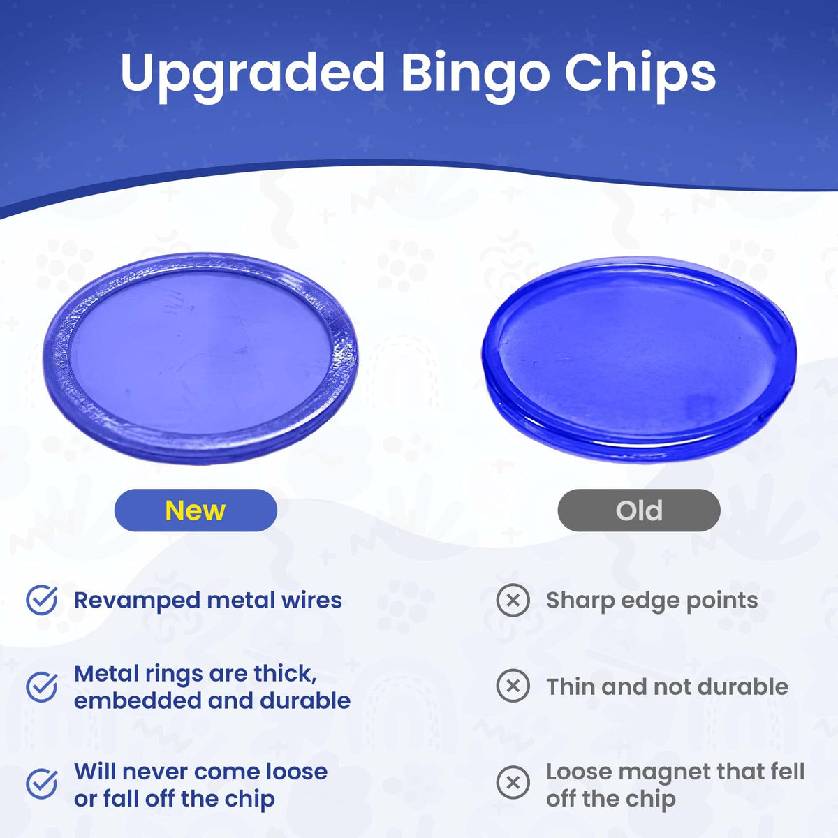 MR CHIPS Magnetic Bingo Chips with Metal Ring – 3/4 Inch, 100 Pieces, 7 Colors, Reusable Bag
