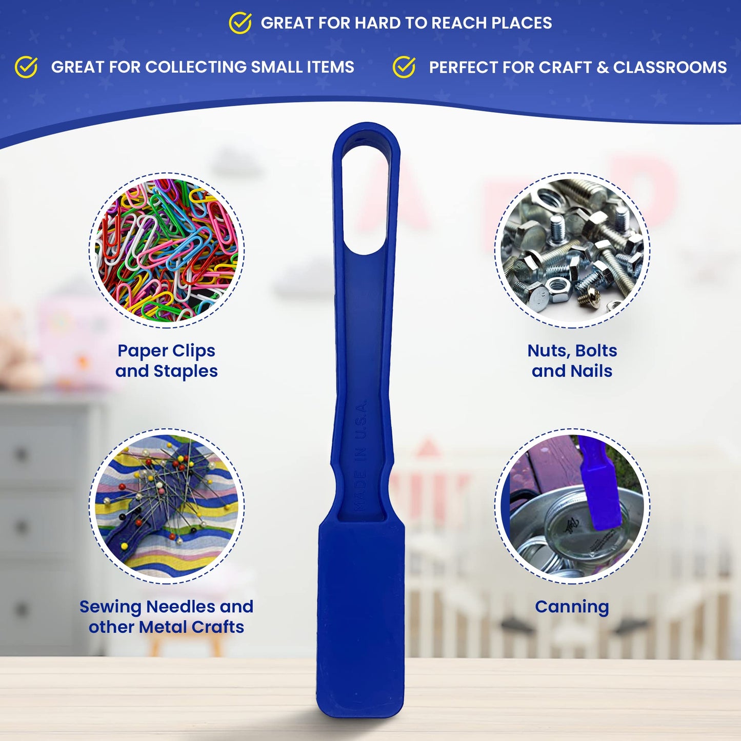 MR CHIPS Made in USA Bingo Magnetic Wand & 3/4-Inch Blue Chips (100 Pieces) – Support American Jobs