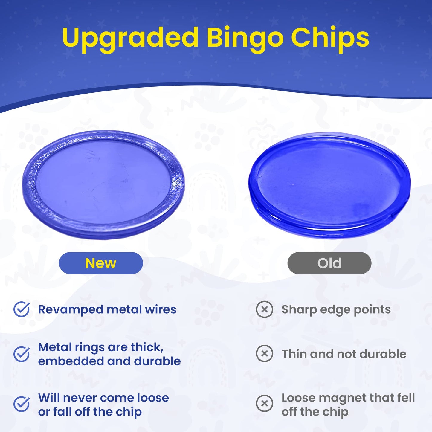 MR CHIPS Made in USA Bingo Magnetic Wand & 3/4-Inch Blue Chips (100 Pieces) – Support American Jobs