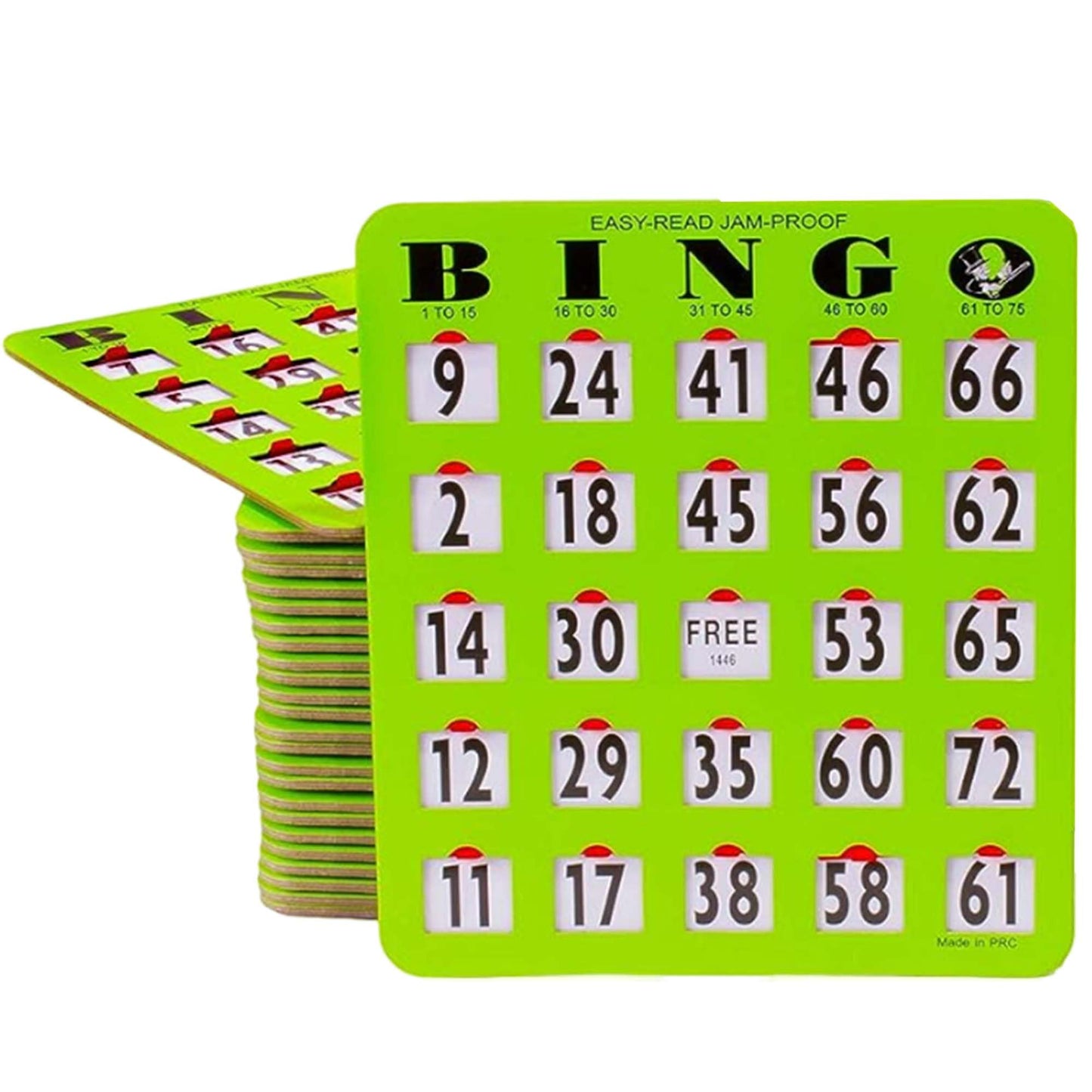 MR CHIPS Jam-Proof Large-Print Bingo Cards – Sliding Windows, 25 Pack (Green)