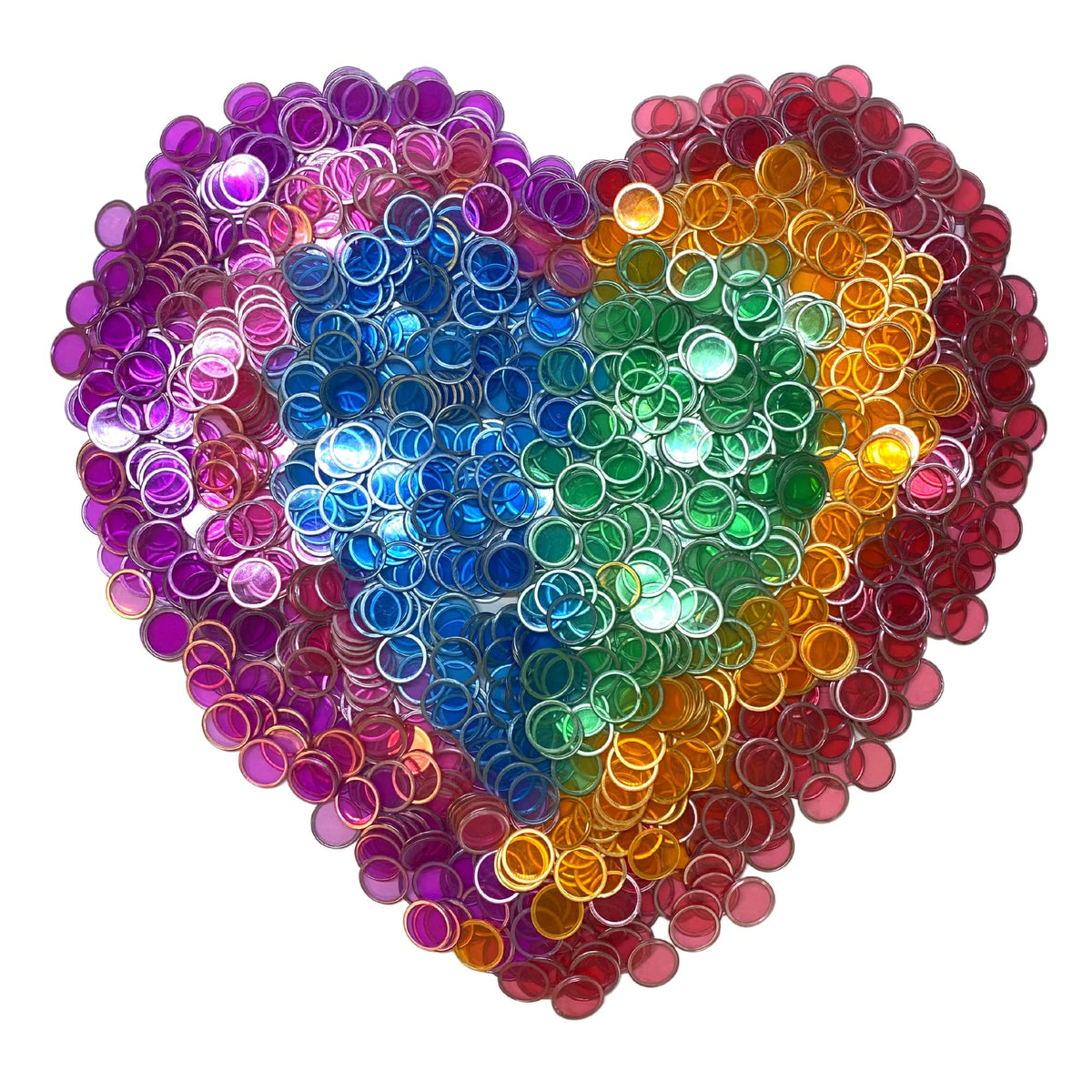 MR CHIPS Magnetic Bingo Chips with Metal Ring – 3/4 Inch, 100 Pieces, 7 Colors, Reusable Bag