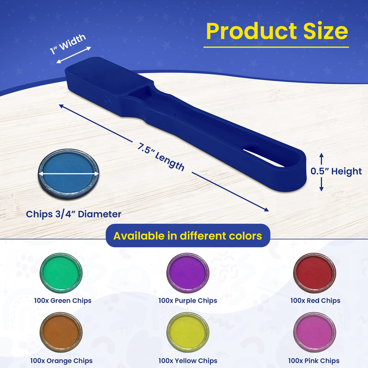 MR CHIPS Made in USA Bingo Magnetic Wand & 3/4-Inch Blue Chips (100 Pieces) – Support American Jobs