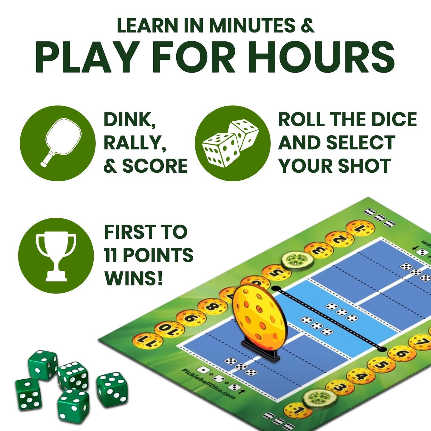 Mr GameShow Pickleball Dice – The Tabletop Strategy Game for Families & Fans