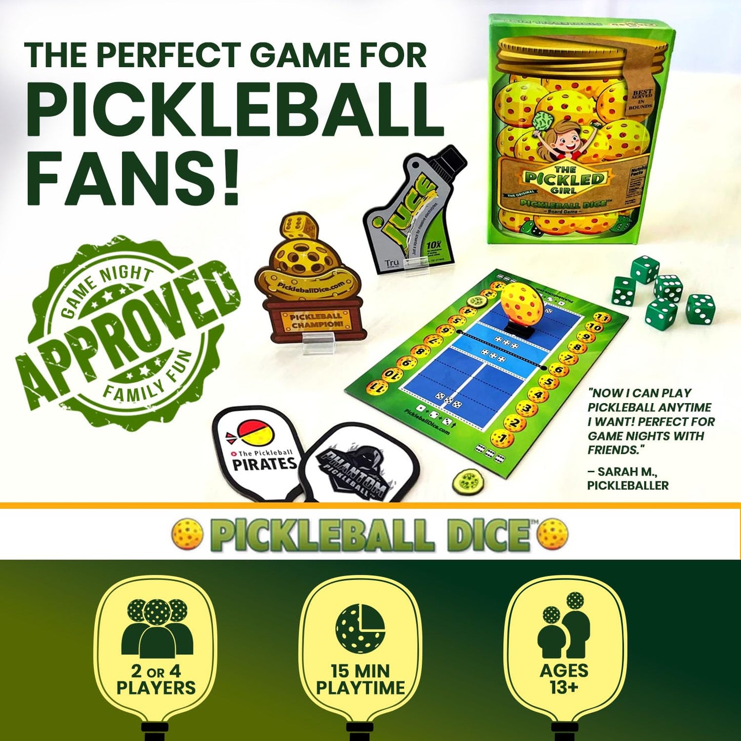 Mr GameShow Pickleball Dice – The Tabletop Strategy Game for Families & Fans