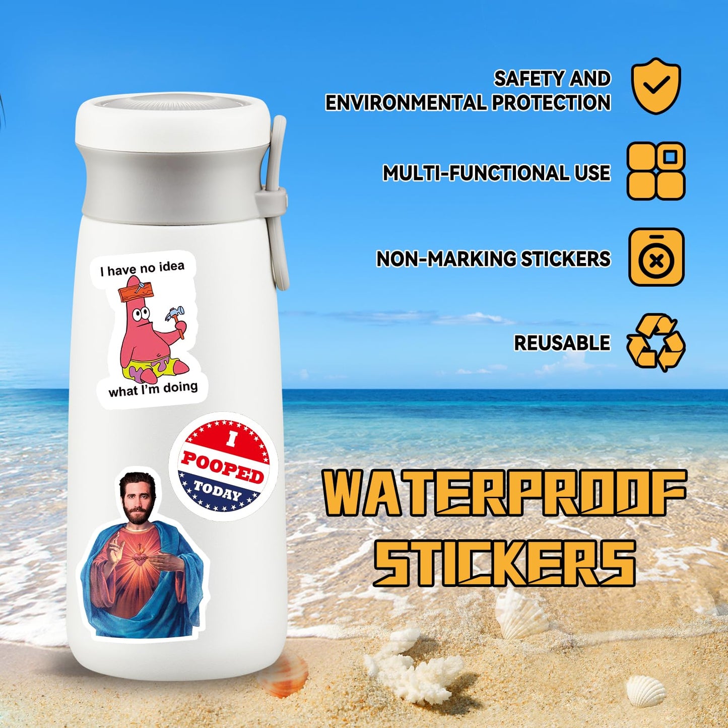 Mr.lucky Artwork Funny Meme Stickers 150PCS – Easy Peel Vinyl, Water-Resistant, No Repeats