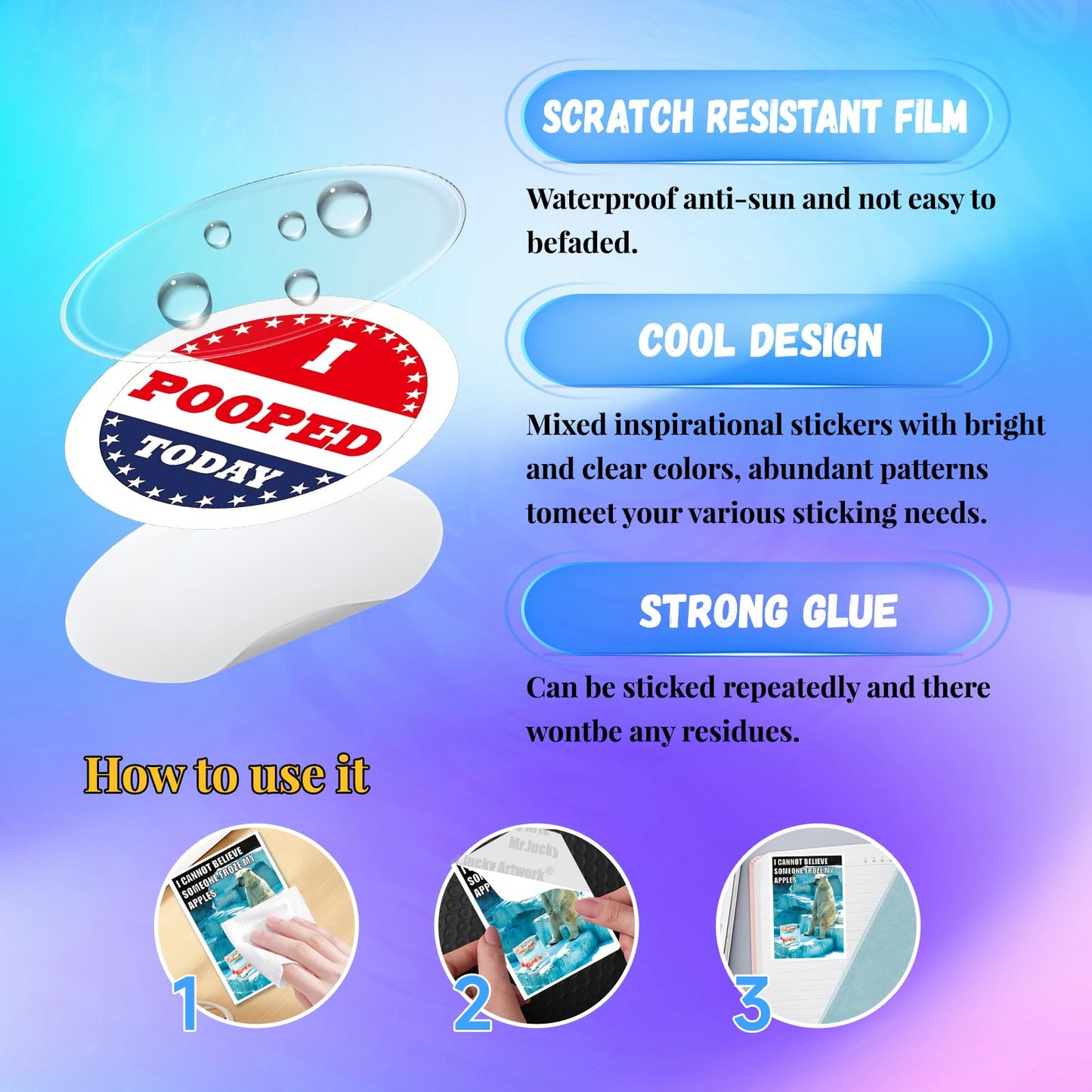 Mr.lucky Artwork Funny Meme Stickers 150PCS – Easy Peel Vinyl, Water-Resistant, No Repeats