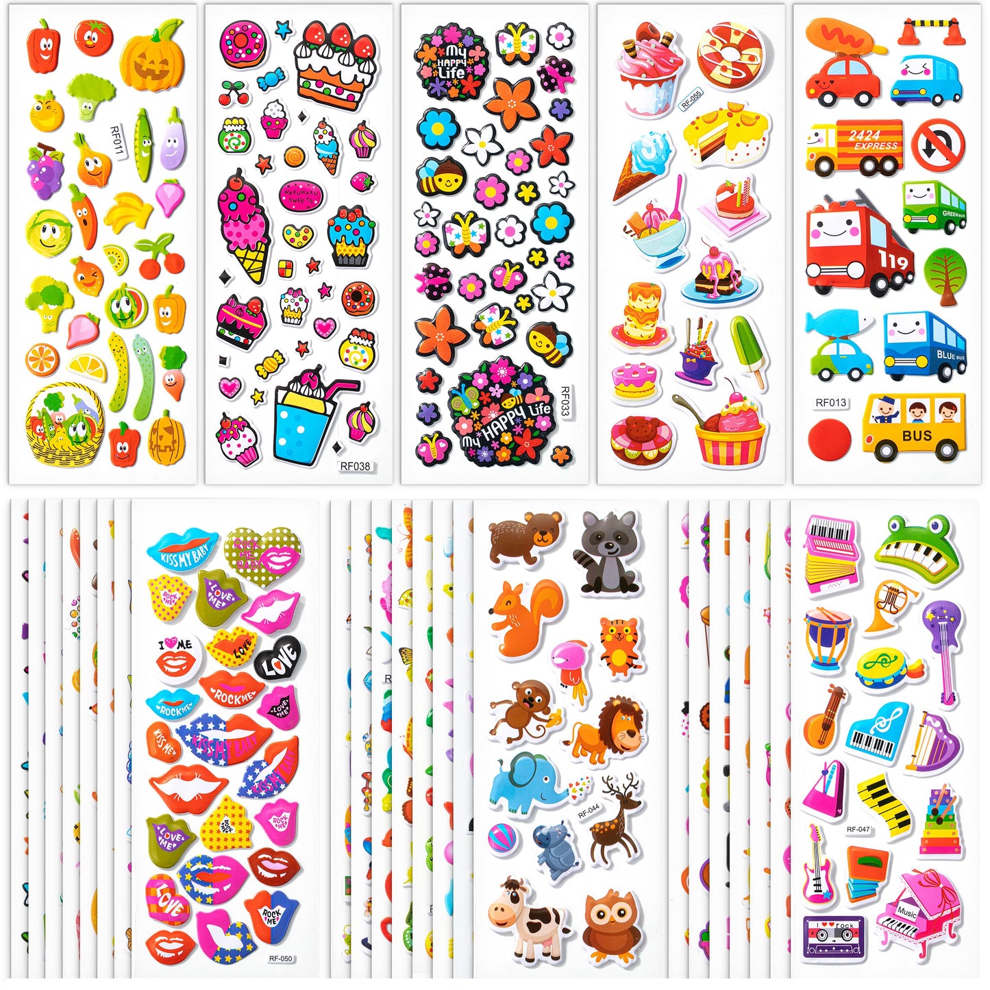 Mr. Pen 3D Puffy Stickers for Toddlers & Kids — 40 Sheets, 794 Pcs, Assorted Themes
