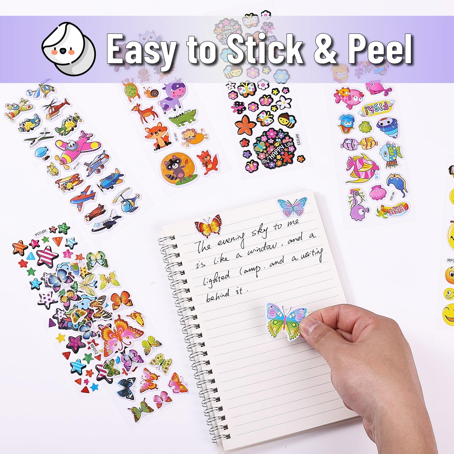 Mr. Pen 3D Puffy Stickers for Toddlers & Kids — 40 Sheets, 794 Pcs, Assorted Themes
