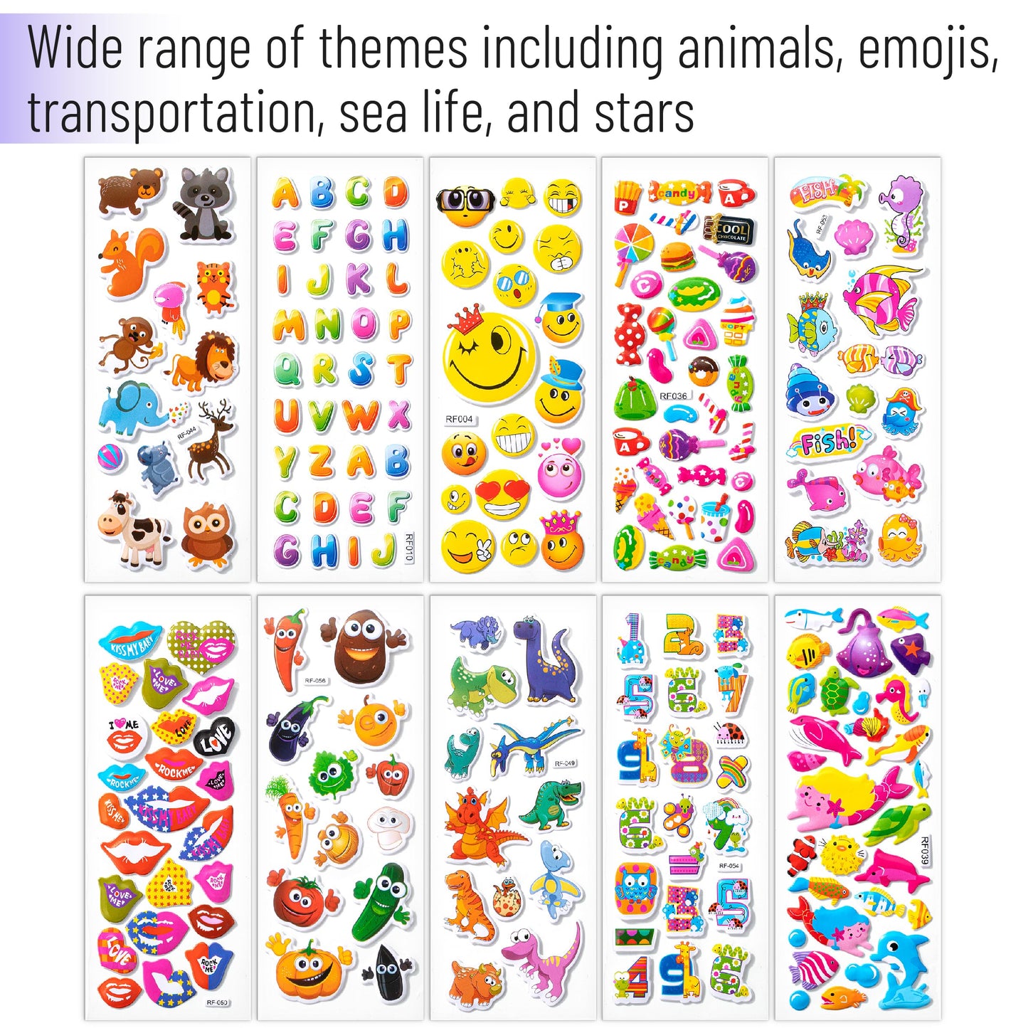 Mr. Pen 3D Puffy Stickers for Toddlers & Kids — 40 Sheets, 794 Pcs, Assorted Themes