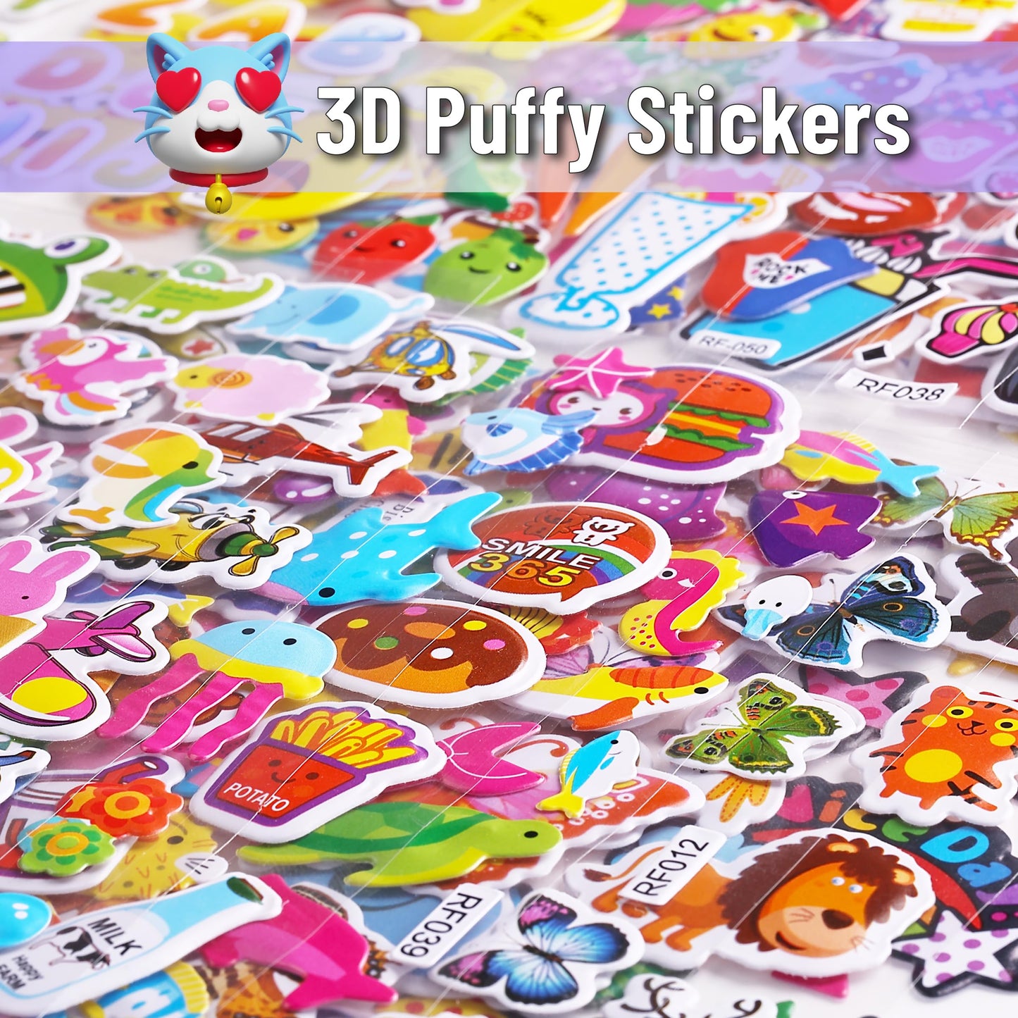 Mr. Pen 3D Puffy Stickers for Toddlers & Kids — 40 Sheets, 794 Pcs, Assorted Themes