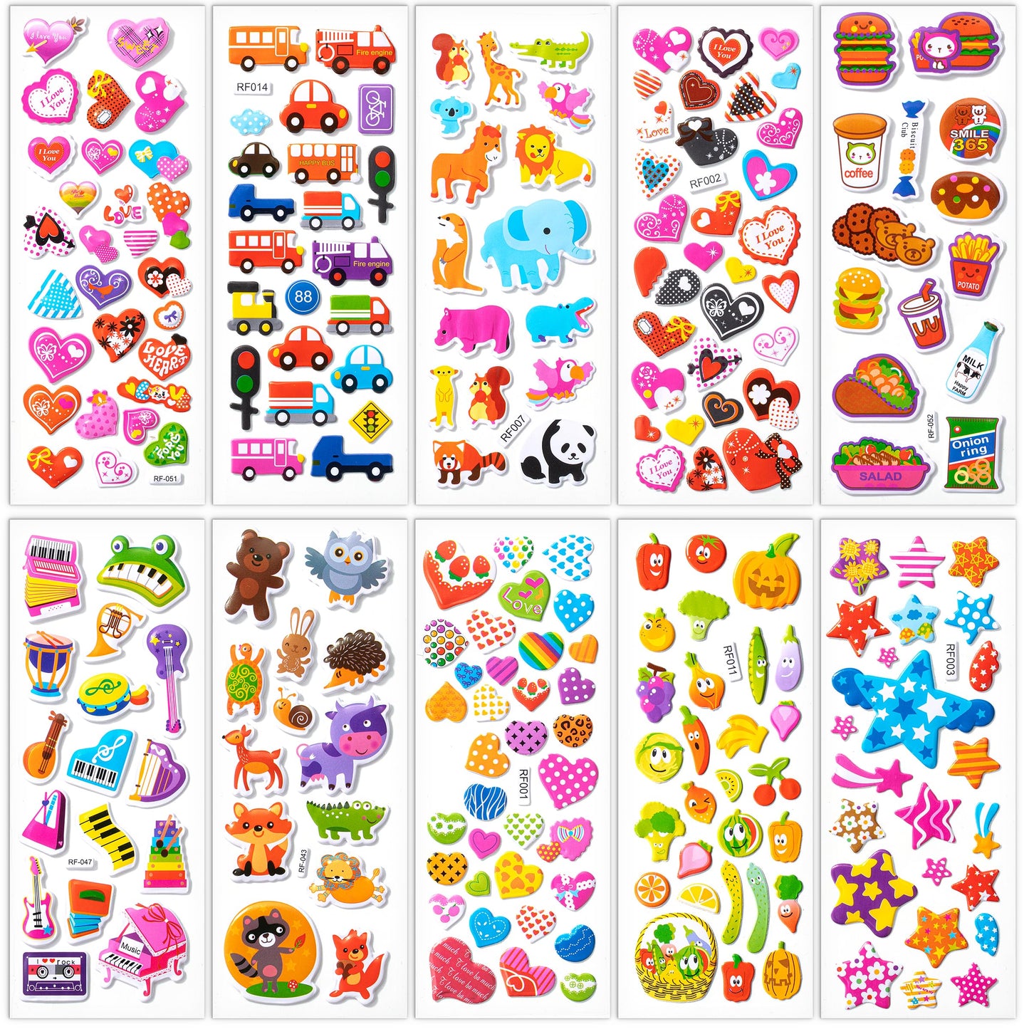 Mr. Pen 3D Puffy Stickers for Toddlers & Kids — 40 Sheets, 794 Pcs, Assorted Themes