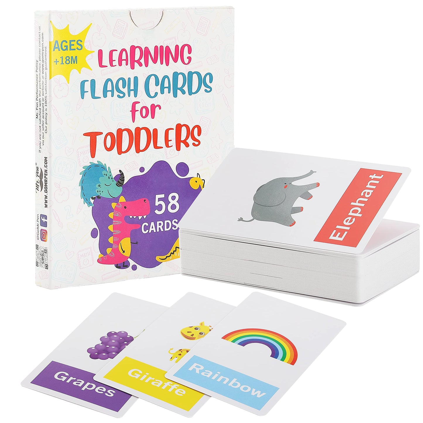 Mr. Pen Alphabet Flash Cards for Toddlers – 58 Double-Sided ABC & Number Cards