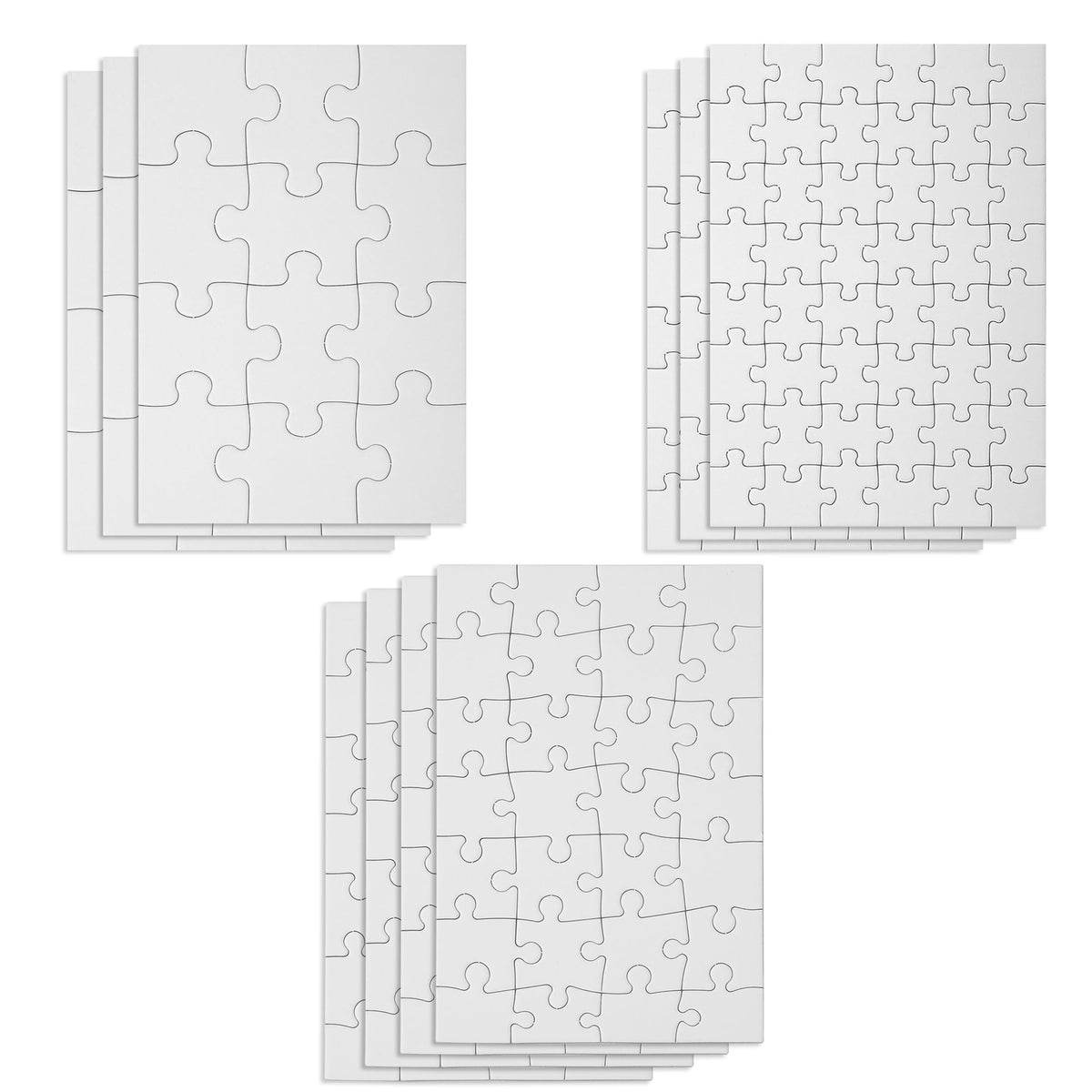 Mr. Pen Blank Puzzle Set – 10 Puzzles (12/28/48 pcs), 8.2 x 5.6 in, White, Modern Style