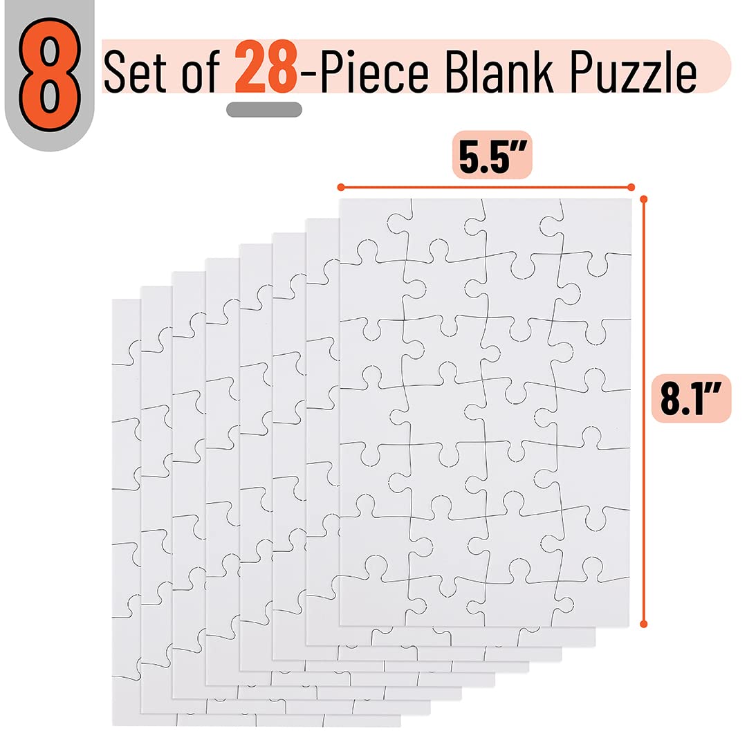 Mr. Pen Blank Puzzle 8 Pack – 28-Piece Each, 8.1 x 5.5 Inches, White
