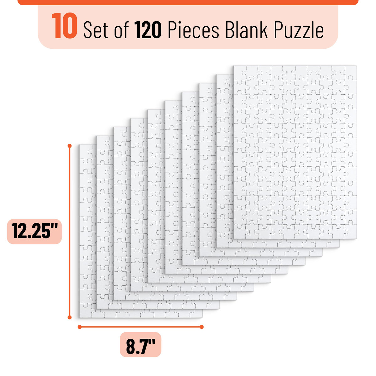 Mr. Pen Blank Puzzle Bulk — 10 Packs of 120-Piece Puzzles, 12.25 x 8.7 in, White